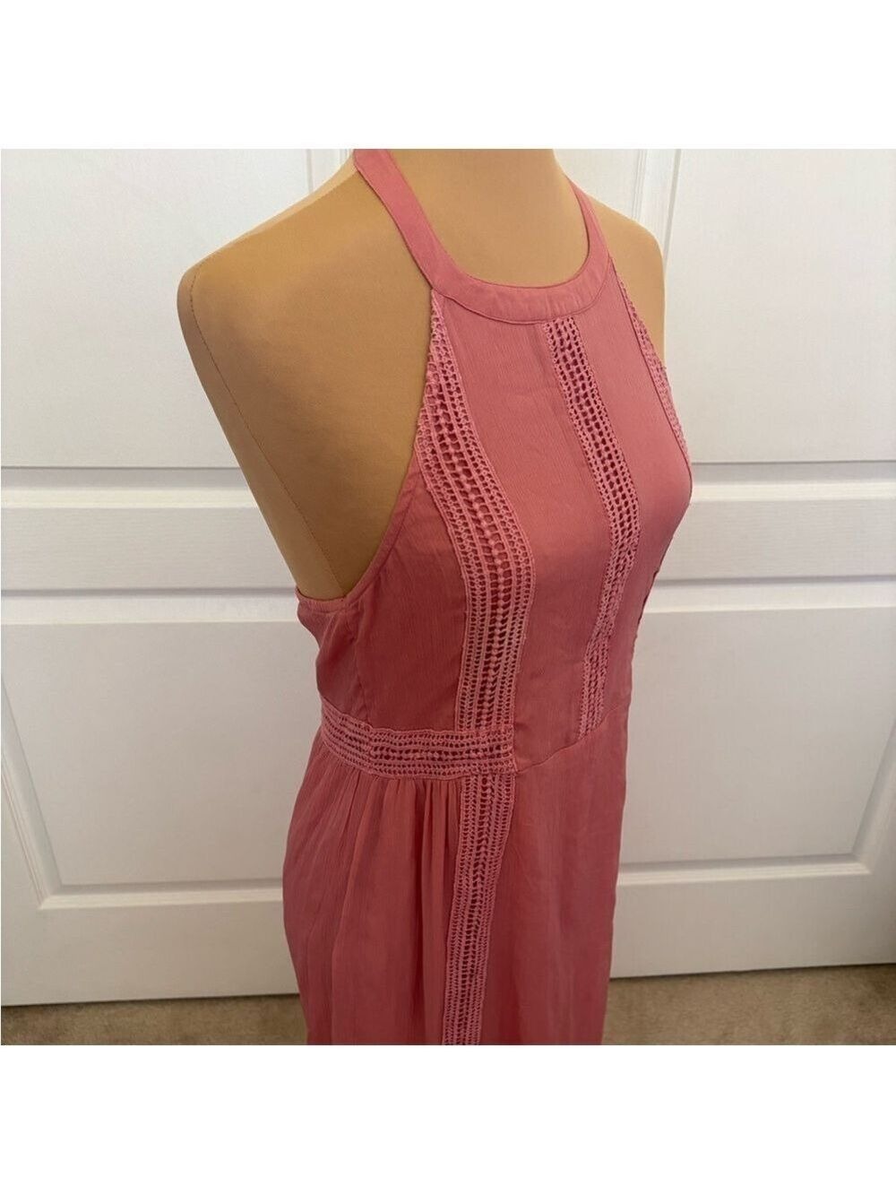 Roxy Pink Halter Maxi Dress Size 8 | Side Zip | EUC | Flowy & Feminine - Picture 6 of 14